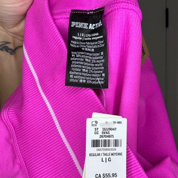 Victoria's Secret Pink Hot Pink Activewear Set XL/L, NWT (#165) - Picture 12 of 12